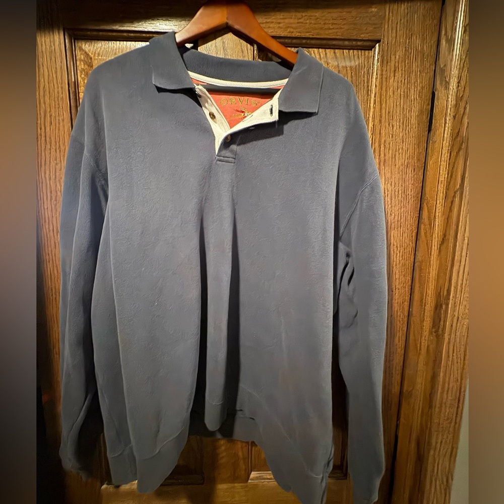Orvis Blue Long Sleeve Polo Shirt